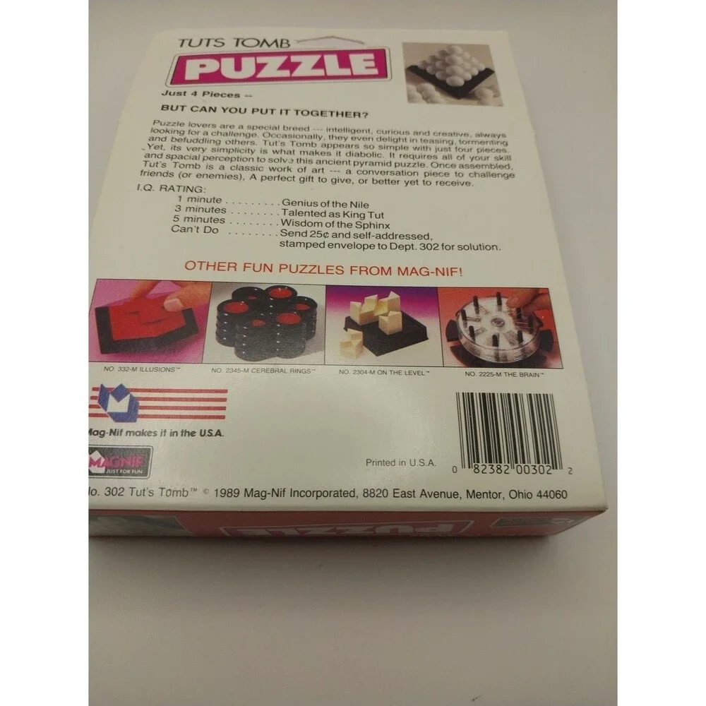 Vintage 1989 Tuts Tomb Magnif 3D Pyramid Toy Solve Puzzle Game New Sealed Rare!
